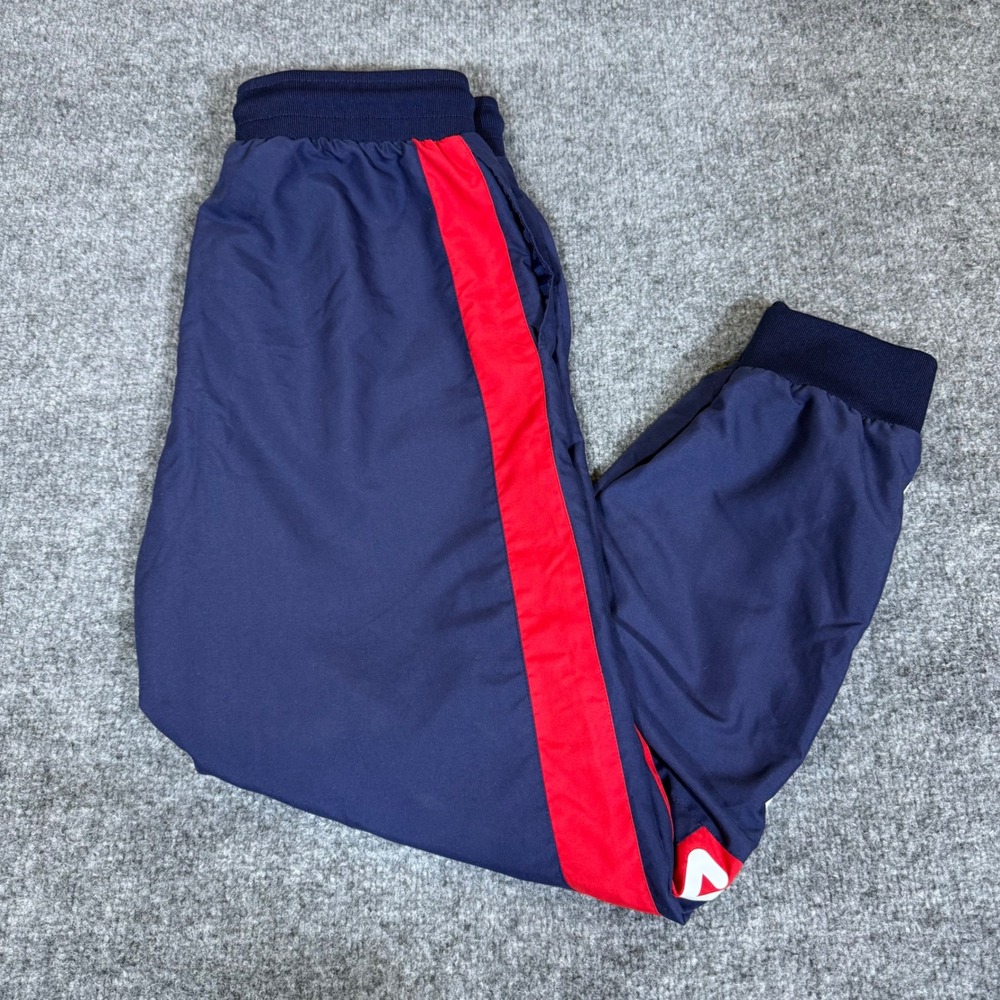 Fila Mens Hudson Track Pants Navy Blue Red Side Stripe Mesh Lined Joggers Size S